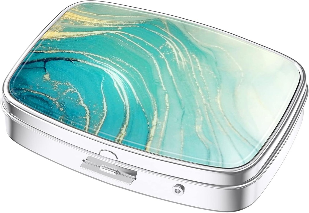 Nipichsha Pill Box, Lille Pill sag for purse & Pocket, Cute Travel Medicine Organizer, Portable Medicine Container Holder til at holde vitaminer, Medicin, Fish Oil & Kosttilskud, Teal Marble