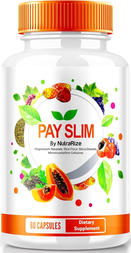 NutraRize Pay Slim kapsler, PaySlim All- Natural Supplement for Sund Vægttab, Premium Formel til at opnå Body og Fitness Mål, Officielle anmeldelser (60 Kapsler)