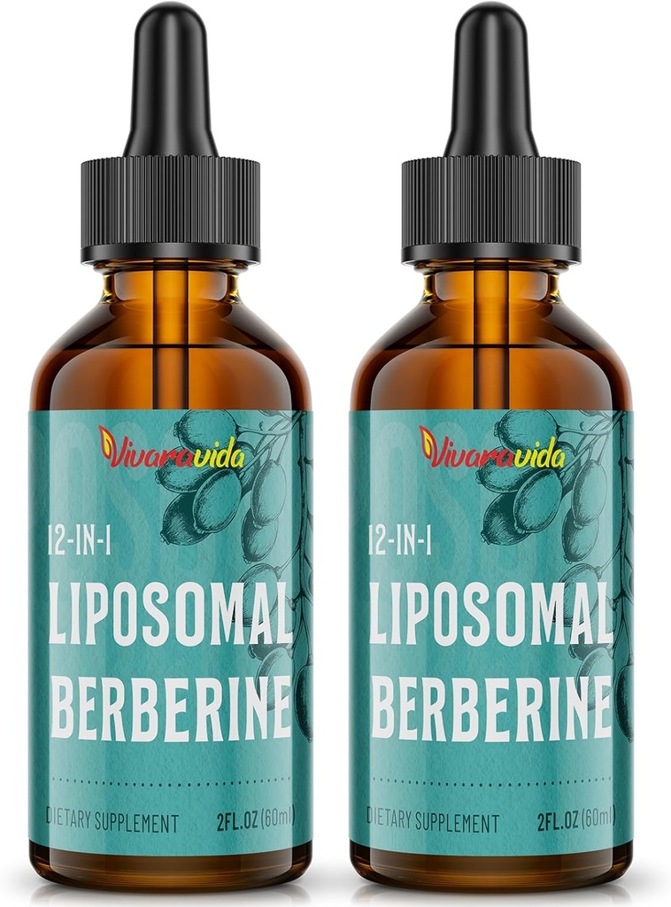 Berberine HCl Supplement 3000 mg - Liposomal Berberine HCl Liquid - AMPK Activator med gurkemeje, Ceylon Cinnamon, 12 naturlige ingredienser - 4 fl oz