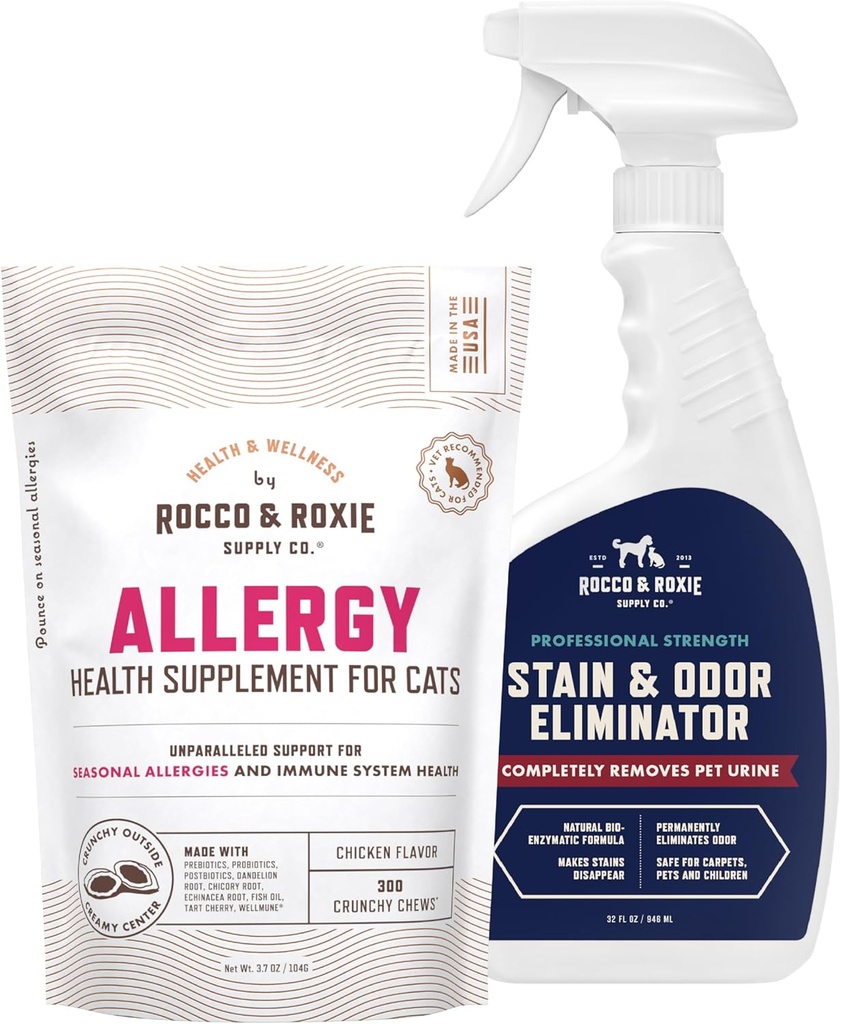 Rocco & Roxie Cat Allergy Kosttilskud & Stain & Odor Eliminator Bundle