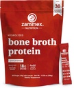 Zammex Bone Broth Packett- 20g Collagen Protein- Beef Bone Broth Powder to Go- 30 Travel Stick Packetts- Understøtter Skin Nails Joints, Gut Health Budd124; Gluten- Free Buddy 124; Keto & Paleo Friendly (15 Servere)