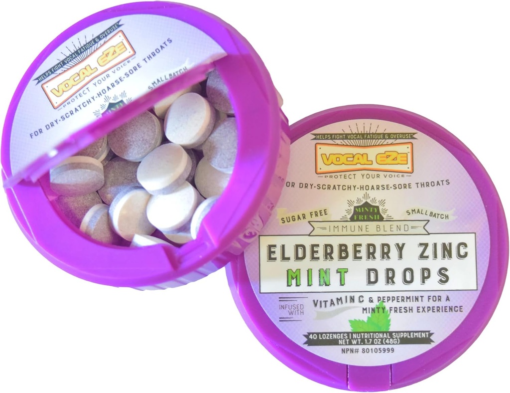 Vocal Eze Elderberry Mint med C-vitamin og zink (40)