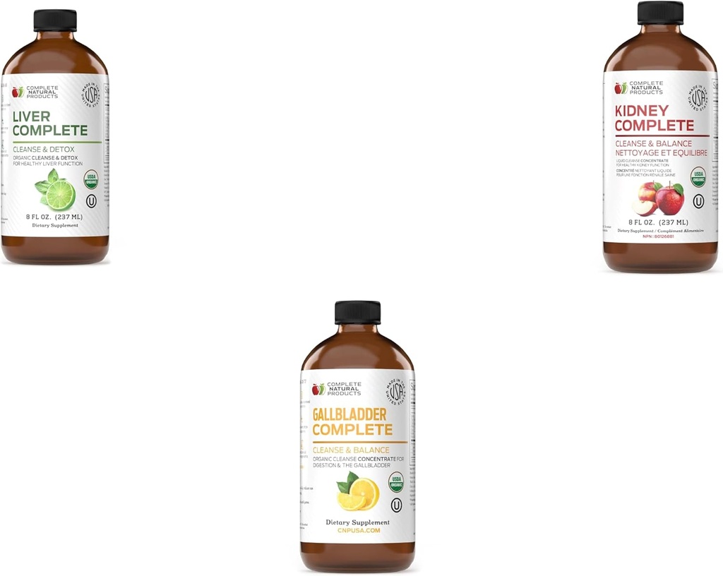 Komplette naturlige produkter Lever Complete 8oz, Nyre Complete 8oz & Gallblære Complete 8oz Bundle