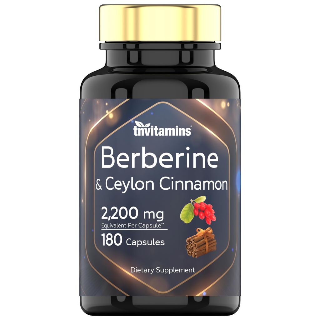 Berberine med Ceylon Cinnamon: 2200 mg Per Capsule - 180 Kapsler - 124; Natural Berberine tillæg for cardiovaskulært & kredsløbssystem sundhed * - 124; 6 Måned Supply 124; Made in the USA!