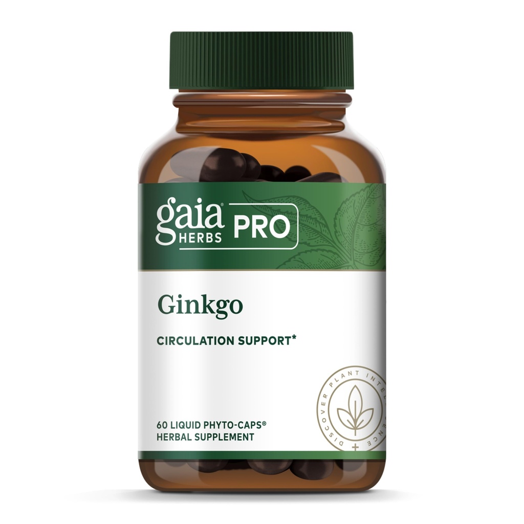 GAIA HERBS PRO Ginkgo - Sund blodgennemstrømning & hjernefunktion Support Supplement * - Blodcirkulation Support Supplement * med Ginkgo Leaf Extract - 60 flydende Phyto- Caps (30 Servere)