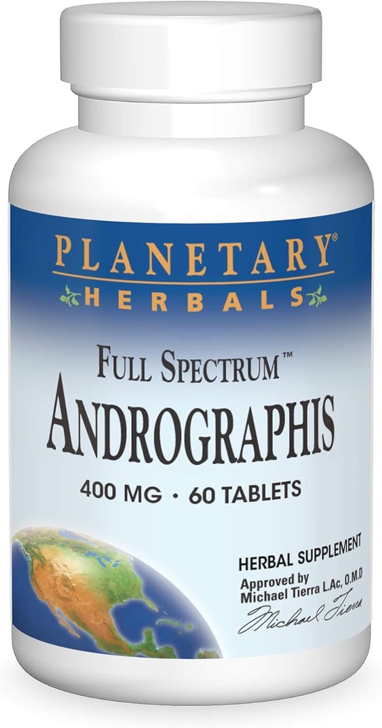 Planetariske Herbals Fuld Spectrum Andrographs 400mg - Ayurvedic Herb - 60 tabletter