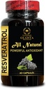 RESVERATROL Extract - Plant- baserede energi boostere, Resveratrol med Quercetin, Gluten- Gratis antioxidanter, Immunstøtte, Styrker naturlige forsvar - 1 flaske 60 kapsler