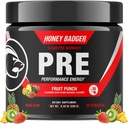 Honey Badger Pre Workout Powder, Keto Vegan Fortræning til mænd og kvinder, Beta Alanine & Koffein, Sukker Free Natural Energy Supplement, Frugt Punch (High- Stim)