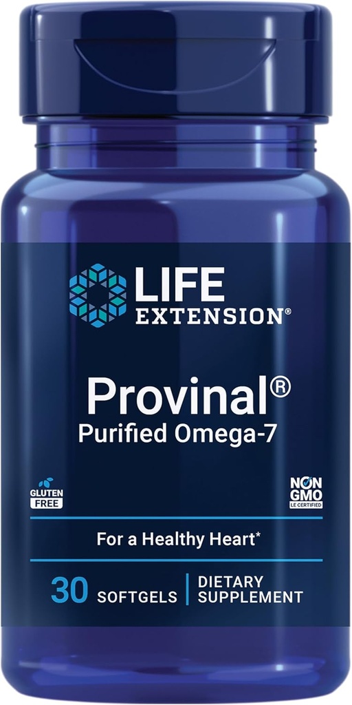 Life Extension Proginal Renset Omega- 7, palmitoleinsyre udvundet af stærkt koncentreret marineolie, Cholesterol, triglycerider og hjertesundhedssupport, Glutenfri, ikke-GMO, 30 bløddele