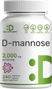 DEAL SUPPLEMENT D Mannose 500mg kapsler (2 000 mg per servering), 240 Veggie piller - hurtig fungerende vandopløselig form - Ekstra styrke Urinary Tract (UTI) Health Support - non-GMO, Vegan Venlig