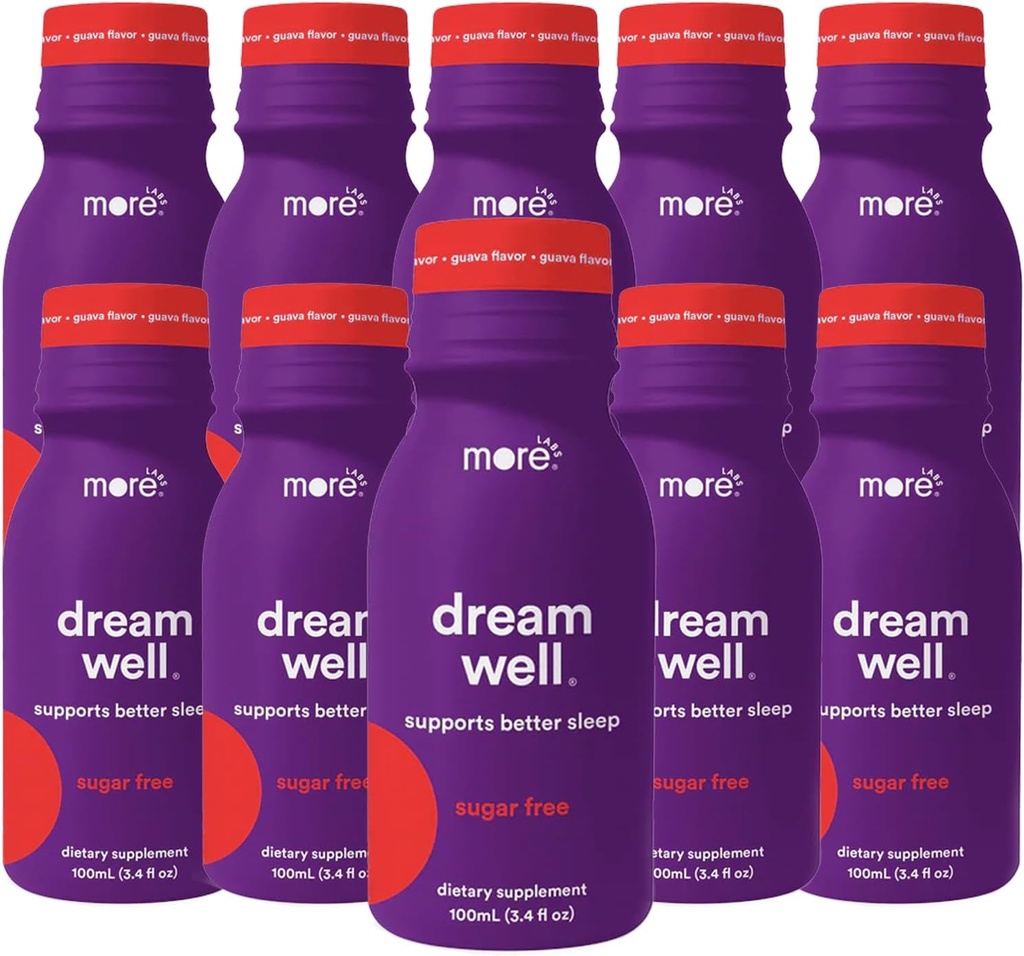 Flere Labs Dream Well Holistic Sleep Shot Drink 10 Pack Shut 124; Non-Habit Forming Shut 124; Lemon Balm, Melatonin og Glycine Shot 124; Sleep Support Solution