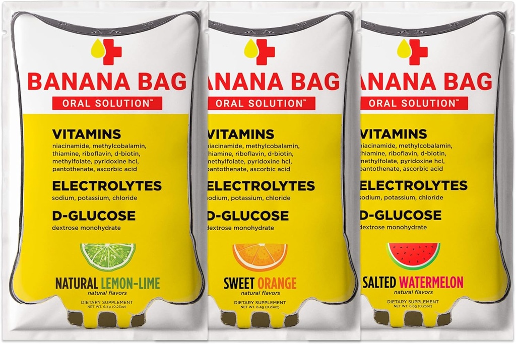 Bananpose Oral Solution Pakker - Variety Pack 6pk Budd124; En opfriskende blend af elektrolyter, C-vitamin, og B- Complex Budd124; Frembygget til hydrering og en daglig boost Anytime - hjemme, arbejde, eller på farten