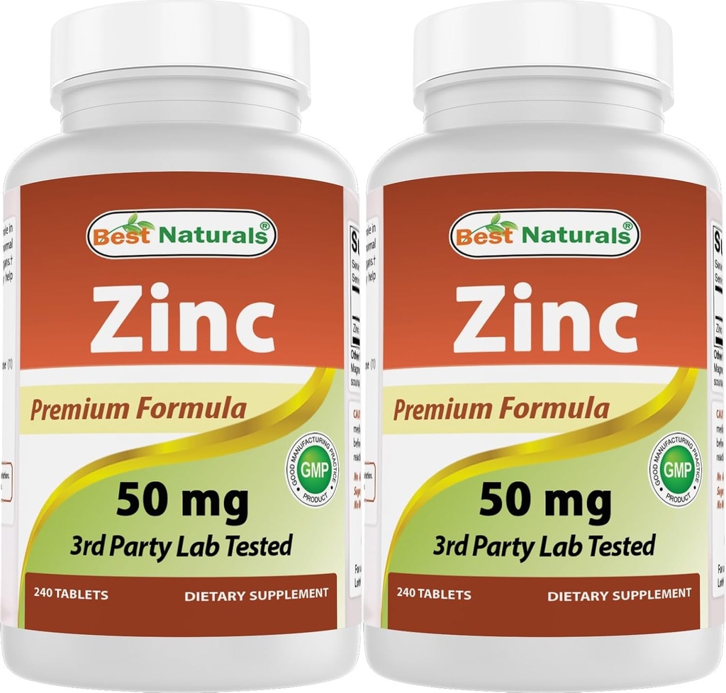 Bedste Naturals Zink tillæg som Zink Gluconat 50mg 240 tabletter Pakning med 2 stk.
