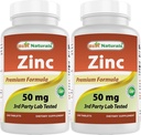 Bedste Naturals Zink tillæg som Zink Gluconat 50mg 240 tabletter Pakning med 2 stk.