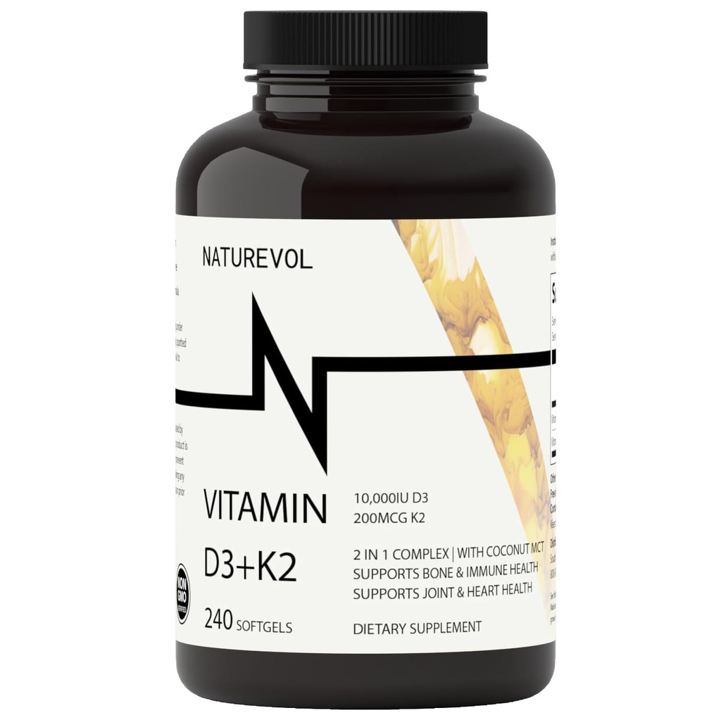 D3- vitamin + K2 med kokosolie - D3 10. 000 IE & K2 (MK- 7) 200 mcg