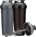 [2-Pack] 28- Ounce Shaker Bottle 124; Protein Shaker Bottle med Action- Rod Wire Mixer 124; Shaker Cups er BPA gratis og Opvaskemaskine Safe 124; Black & Gray