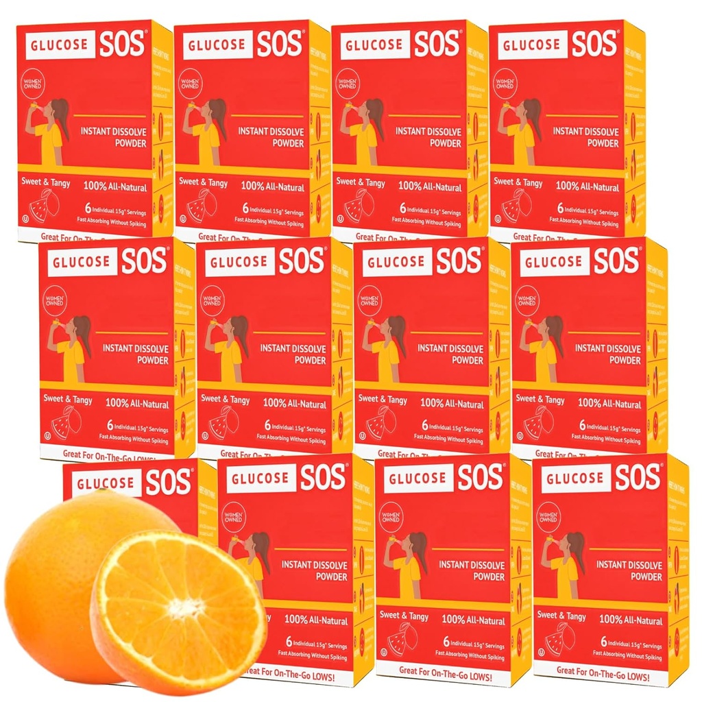 Glucose SOS Glucose Powder Pakninger med naturlige Dextrose, Fast- Absorption At Straks opløses i din mund med ingen vand påkrævet, Sweet & Tangy 72 Servere