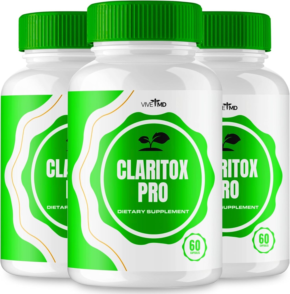 VIVE MD Claritox Pro til Vertigo Kapsler, Claritox Pro til Vertigo Anmeldelser, ClaritoxPro til Vertigo Support Supplement, Maksimal styrke Nootrop Dietary Formel Pills (3 Pack)