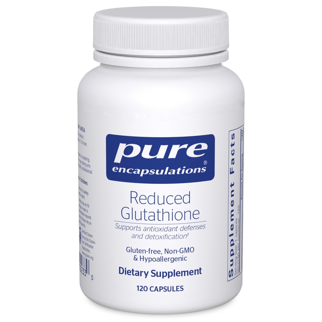 Rene indkapslinger Reduceret Glutathion • 124; Hypoallergen antioxidant supplement til støtte lever og celle sundhed * • 124; 120 kapsler