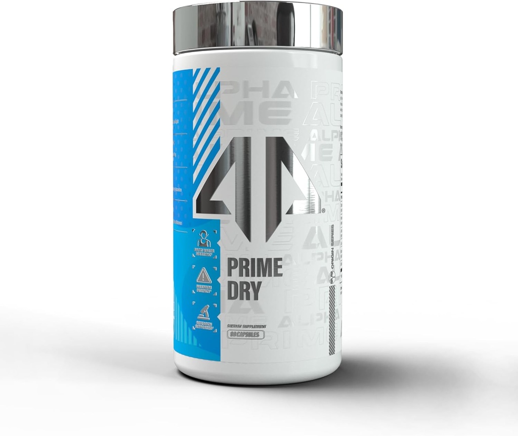Alpha Prime Kosttilskud, Prime Dry, Maksimal Potency Exotermic Catalyst, Rapid Water Sheding, Forstærkning Sweating & Thermogenese (80 kapsler)