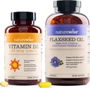 NatureWise Vitamin D3 5000iu (125 mcg) 1 År Tilgang til sund muskelfunktion, og immunstøtte Økologisk hørfrø Olie Max 720mg ALA