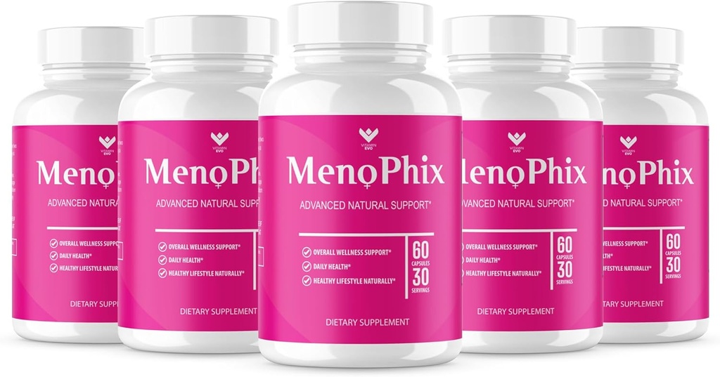 (5 PAKNING) MenoPhix Menopause Naturlige Support Kapsler - Meno Phix Supplement, Meno Phix Menopause, MenoPhix Kosttilskud til kvinder Natural Support, MenoPhix Anmeldelser (300 Kapsler) 5 Måned Supply