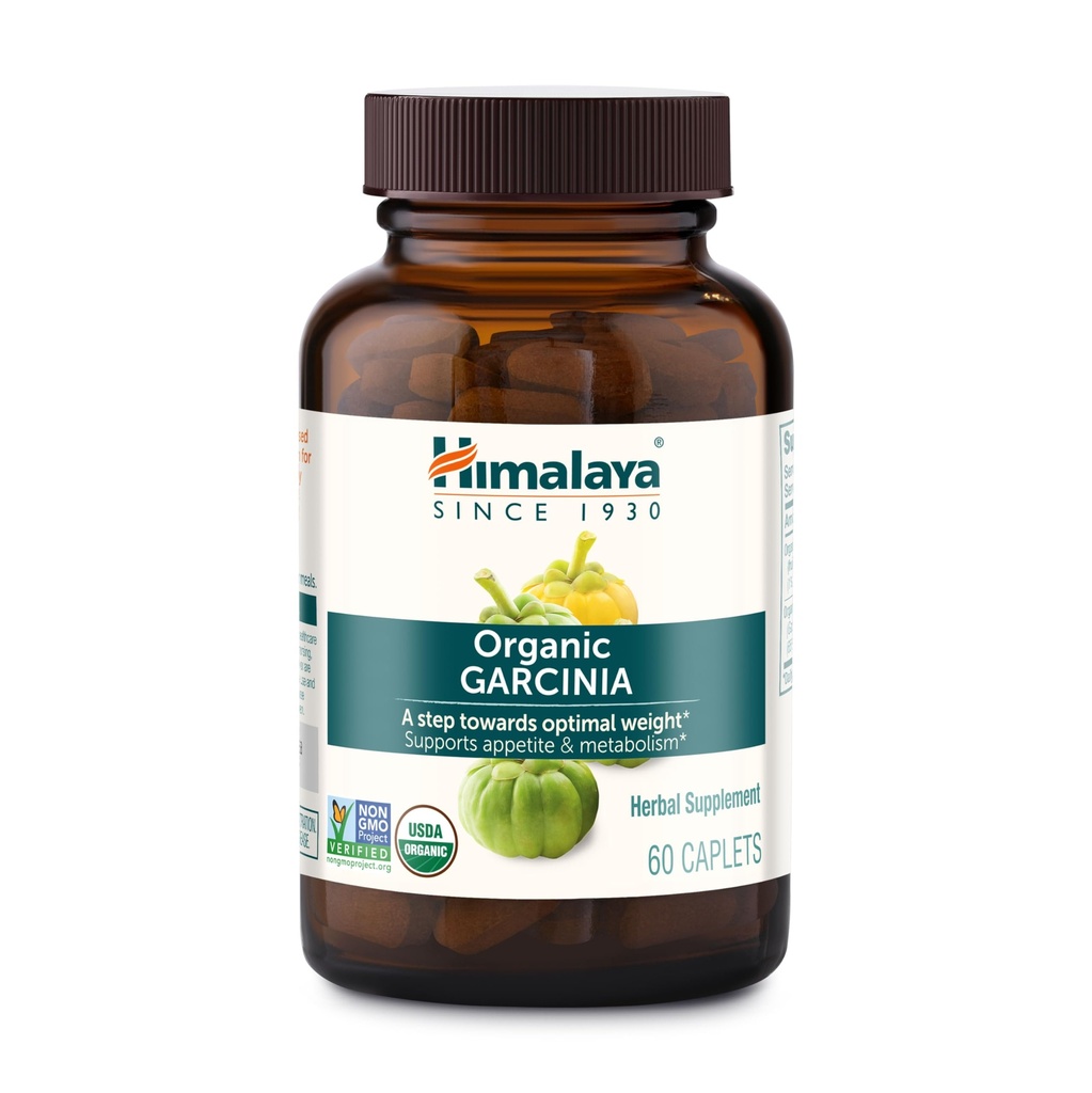 Himalaya Organic Garcinia Cambogia - Herbal Supplement Support Weight, Appetite Control, og Lipid Metabolisme - Vegan, Non- GMO, Gluten Free, 600 mg, 60 Caplets