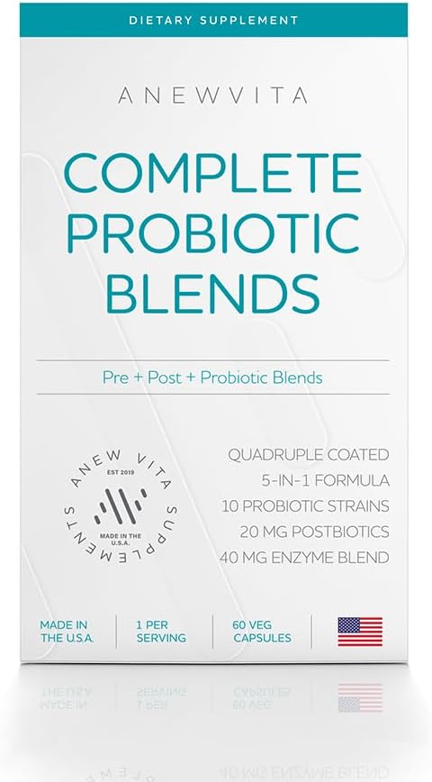 Komplet Probiotisk Blend: 5- in-1 fordøjelsesenzymer, zink, postbiotika, Prebiotika og probiotika til kvinder & mænd, Provitalize for kvinder fordøjelsesfremmende & Gut sundhed