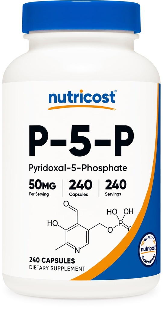 Nutricost P5P Vitamin B6 Supplement 50mg, 240 Kapsler (Pyridoxal- 5 - Phosphat) - Vegetarisk Friendly, Non- GMO, Gluten Free