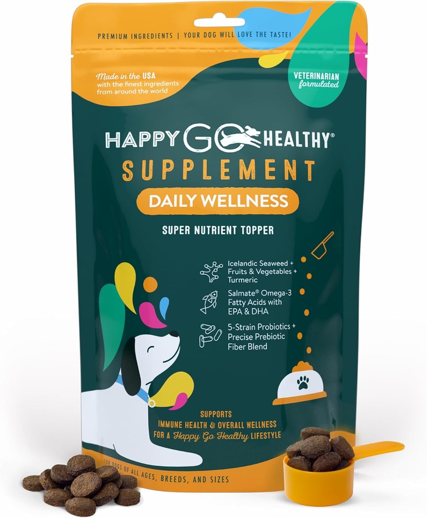 Daglige Wellness Kosttilskud til hunde er 124; Probiotiske & Prebiotiske fordele med Fish Oil & Seaweed at holde din hund Beaming Hele dagen lang