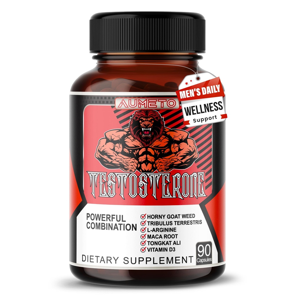 Vitality & Wellness Support til mænd med Tribulus, Tongkat Ali, Maca Root, L-arginin & D3- 90 kapsler