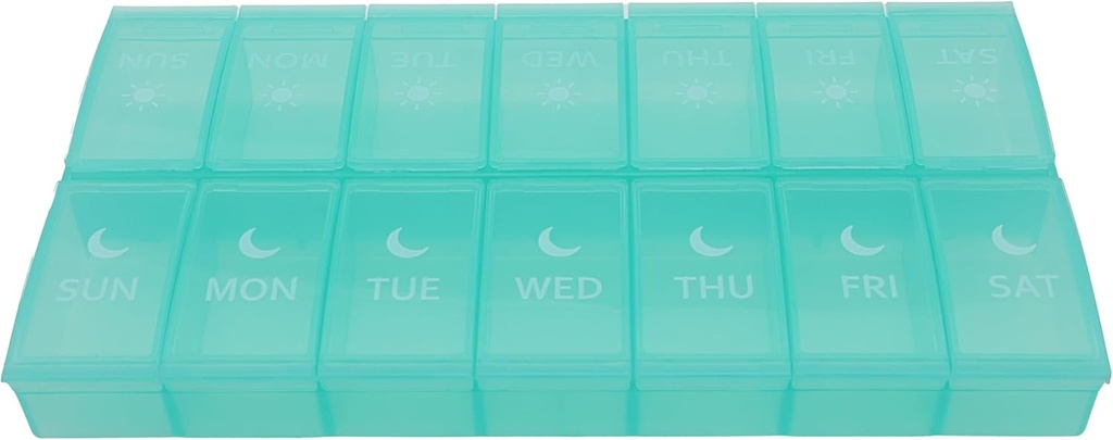 7 Dag Ugentlig Pill AM PM Organizer, ShysTech Stor Pill sag Pill Box 2 tid En dag for piller / Medicin / Kosttilskud / Vitamin (grøn)