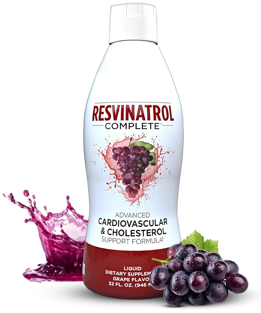 - 32 Fl. Oz. Advanced Liquid Cardiovaskulær & Cholesterol Support Formel - Liquid Resveratrol Supplement fremmer sund aldring, Heart Health & Energy Niveauer