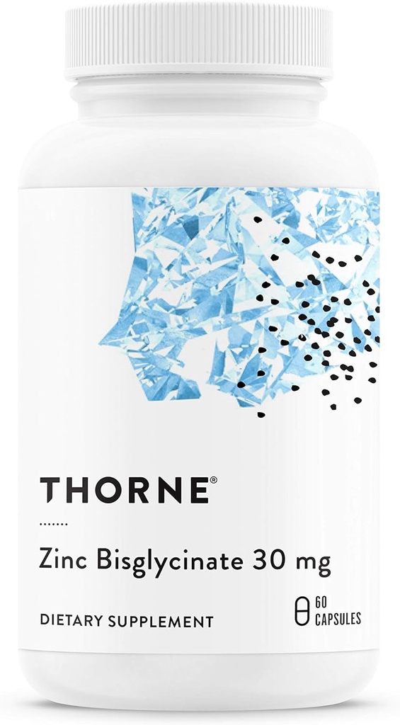 THORNE - Zink Bisglycinate 30mg - Daglig støtte til hud, øje og immunsystem sundhed * - Chelated Zink supplement - 60 Servere