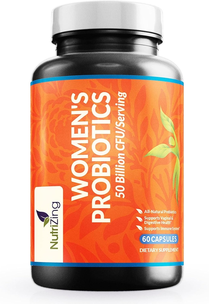 NutriZing Dame Probiotic for Gut Health - 50 Millioner CFU - Prebiotika og Probiotika til kvinder fordøjelsesmæssig sundhed & pH Balance - Lactobacillus Reuteri & Rhamnosus Kosttilskud - Vaginal Support