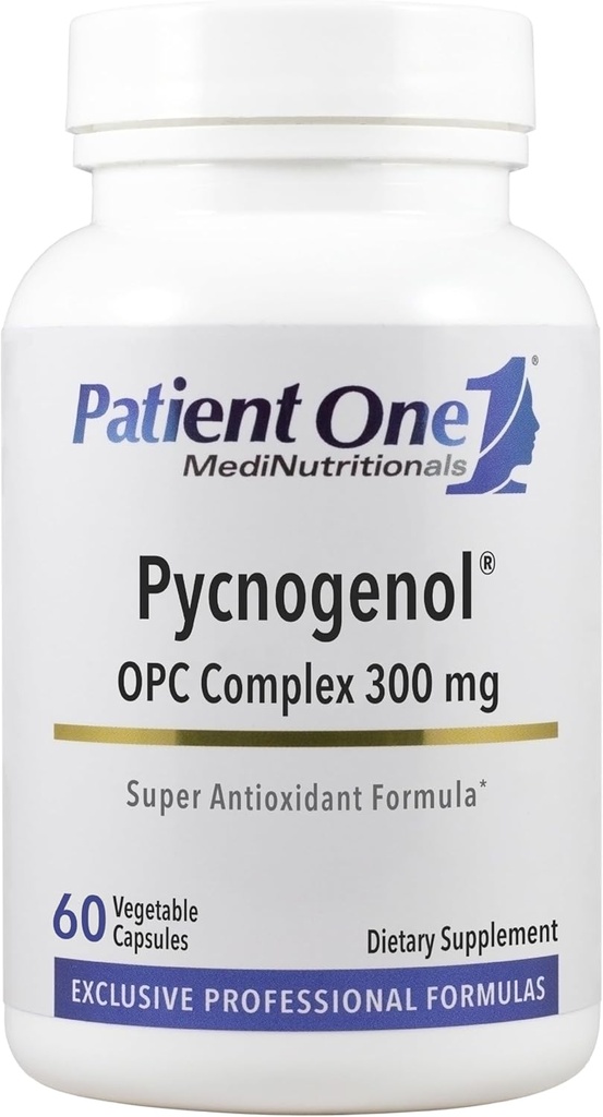 Patient One Pycnogenol OPC Complex 300mg * 124; supplement til støtte Vaskulær sundhed og sund aldring * 124; Fransk Maritime Pine Bark og mere • 124; 60 kapsler