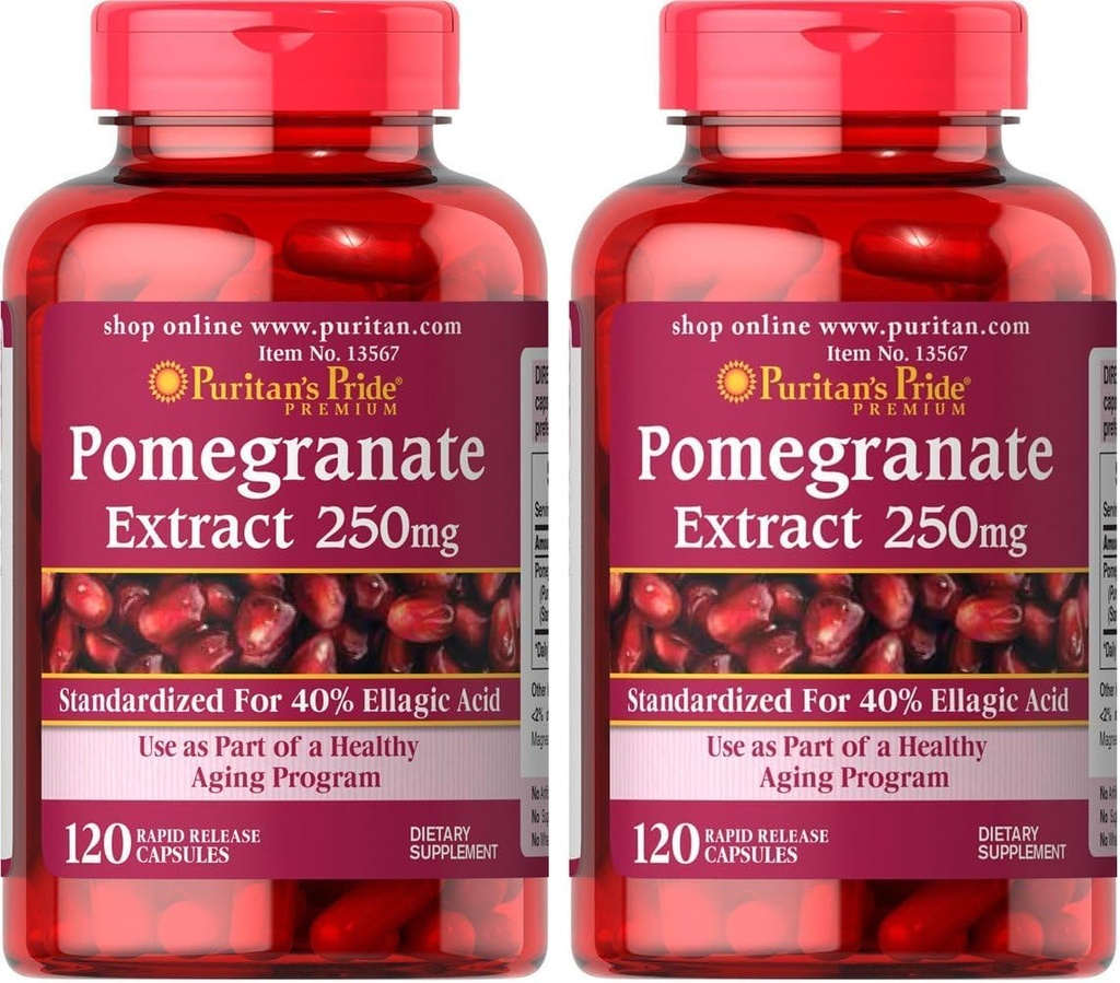 Puritans Pride Pomegranate Extract, 250 Mg, 120 Greve (pakke af 2)