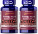 Puritans Pride Pomegranate Extract, 250 Mg, 120 Greve (pakke af 2)