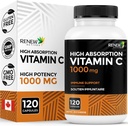 GENNEW AKTIVITETER Maksimal styrke Vitamin C 1000MG per servering - Antioxidant & immunbooster for total sundhed, knogler, tænder og tandkød - Non-GMO, sukkerfri, 4-måned forsyning - Made in Canada - 120 kapsler