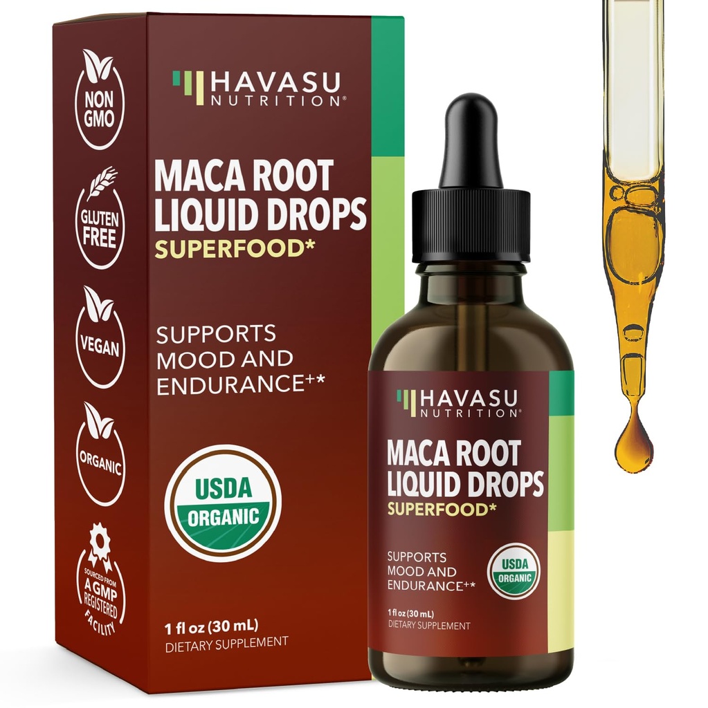 Organic Maca Root Liquid Drops - Understøtter Hormone Balance, Mood, og energi i kvinder og mænd - Lepidium Meyenii til støtte ydeevne og Vitality - non-GMO, Vegan, Unflavored - 60 Serveringer