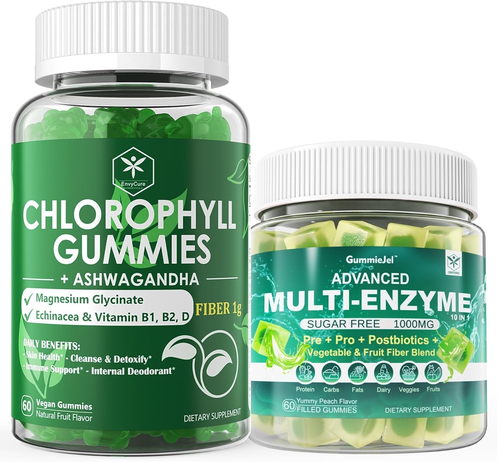 Digitale enzymer Gummier & Chlorophyll Fiber Gummies Bundle