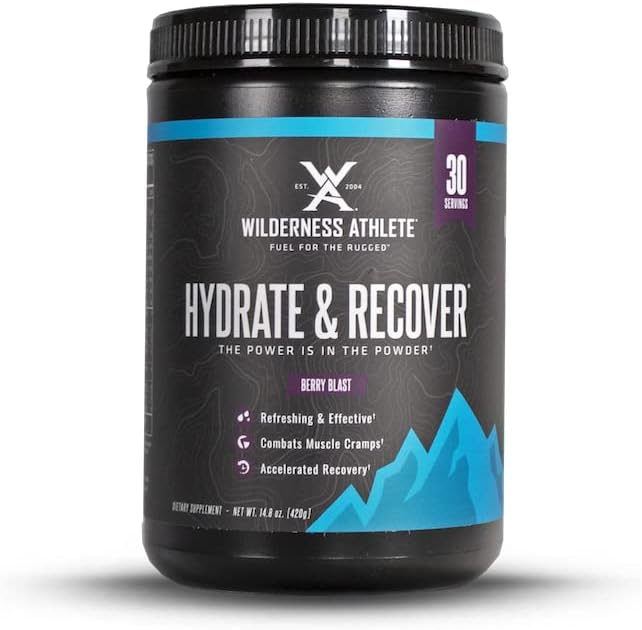 Wilderness Atlete - Hydrate & Recover Meadrate 124; Flydende Hydration Powder Electrolyte Drink Mix - Recover Hurtigere med Bcaas - Hydrate Powder med 1000 mg C-vitamin - 30 Servering Tub (Berry Blast)