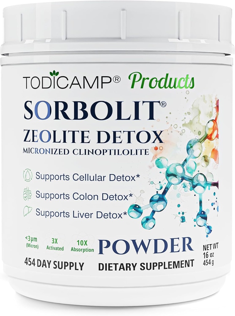 Sorbolit Zeolit Detox Powder - 1 LB Clinoptilolit Zeolit Powder Sorbolit - 1-2 µm til cellulær Detox - 454 dages forsyning