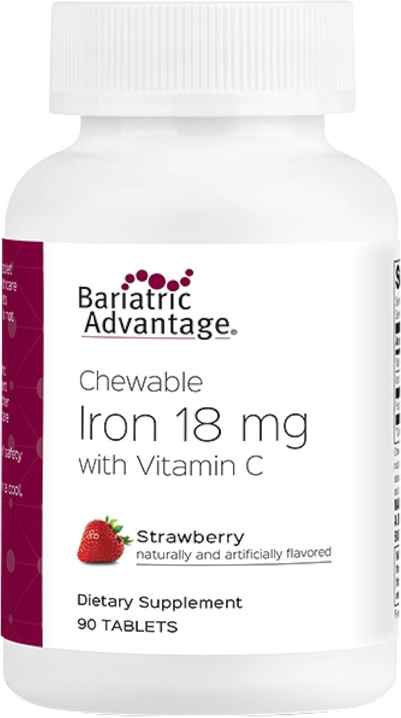 Bariatric Advantage Iron 18 mg med C-vitamin tyggetabletter - Jordbær - 90 tabletter