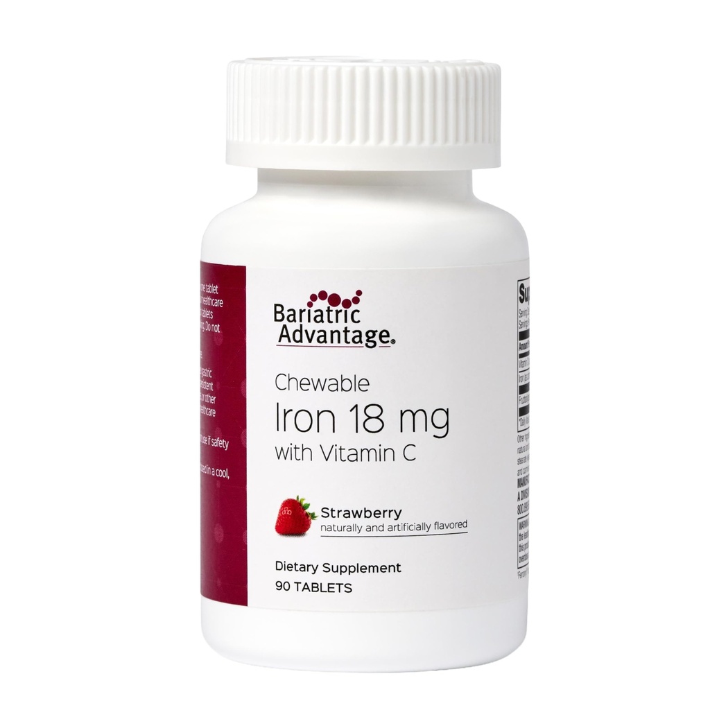 Bariatric Advantage Iron 18 mg med C-vitamin tyggetabletter - Jordbær - 90 tabletter