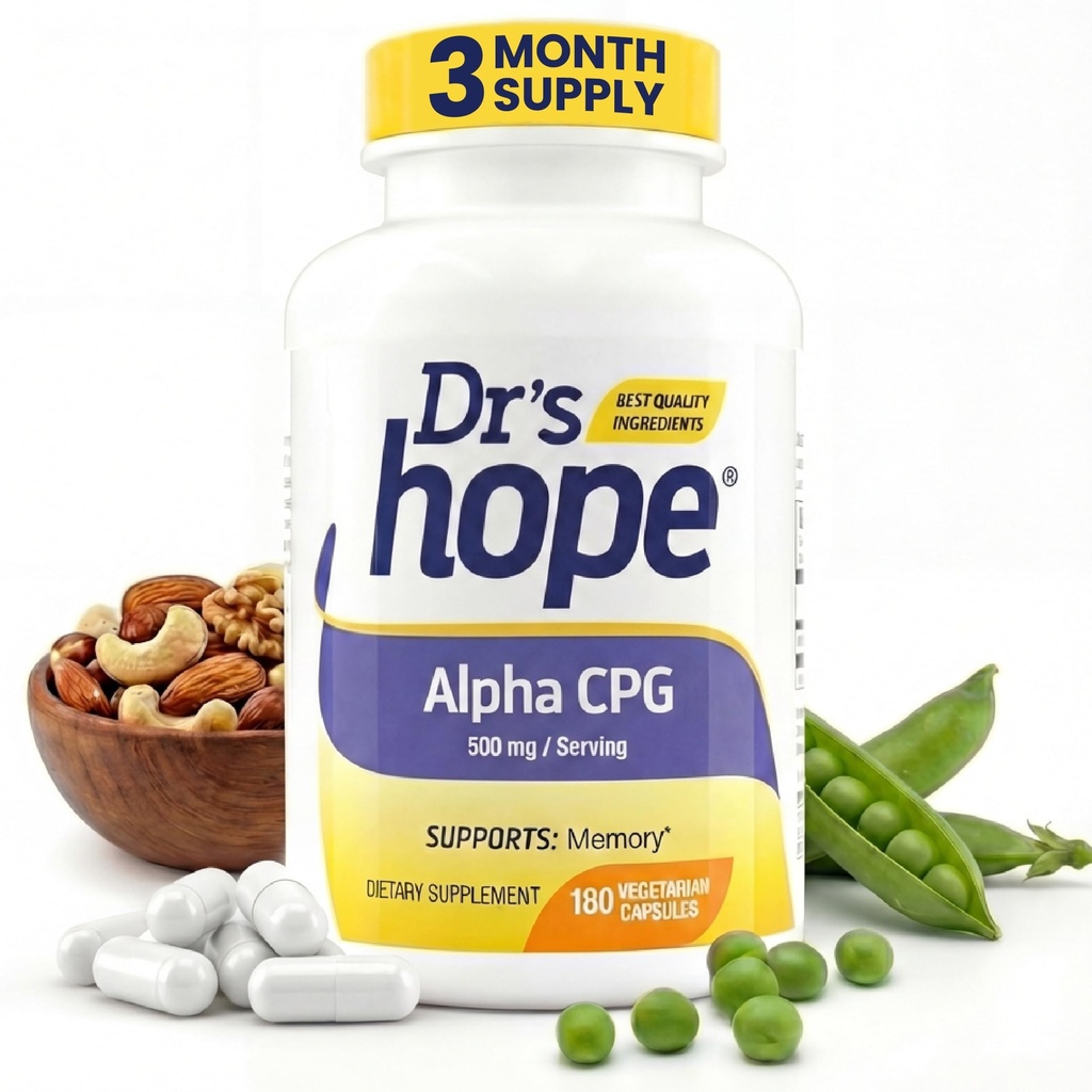 Alpha GPC 500mg, Alpha GPC supplement - understøtter hukommelse og kognitiv funktion - 180 Veggie kapsler, Lavet i USA