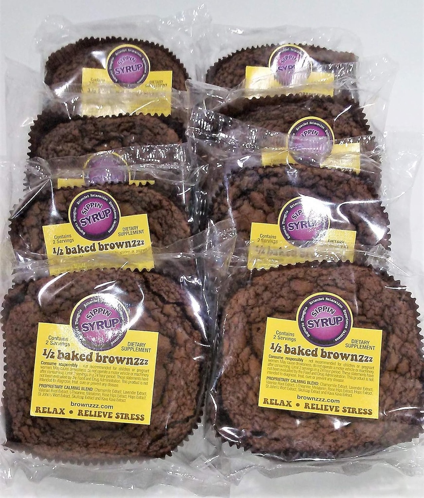 1 / 2 Bages Brownzzz - Slap af og relieve stress - Qty. af 8 i Box - Kosttilskud med kamille, Lavender, Valerian, St. John 's Wort og mere (8)