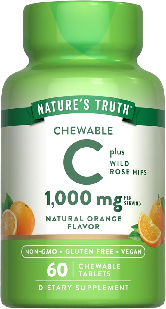 Nature 's Truth Chewable Vitamin C med Rose Hips Name 124; 1000 mg