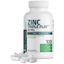 Bronson Zink Triple Play 30 mg Triple Coverage immunforsvar med Zinkacetat, Picolinate & Oroter - Immunum, Antioxidant & Hudhelbreds - 100 vegetariske kapsler
