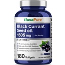 NusaPure Black Currant Seed Oil 1605 mg Gamma linolsyre (GLA) 15% 180 Softgels (non-GMO, soyfree)